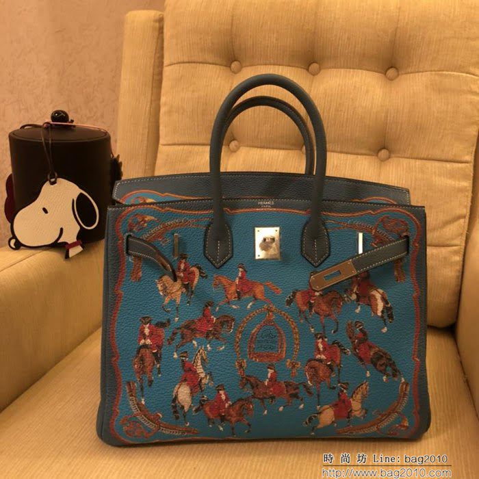 HERMES愛馬仕 Birkin鉑金包 頂級蕾絲拼接皮 Togo彩繪 完美手工 時尚手提包  Ama1042